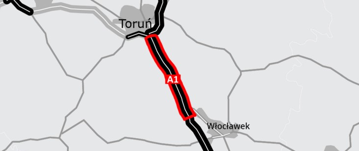 A1 Toruń–Włocławek. Planowane poszerzenie autostrady. Źródło: GDDKiA